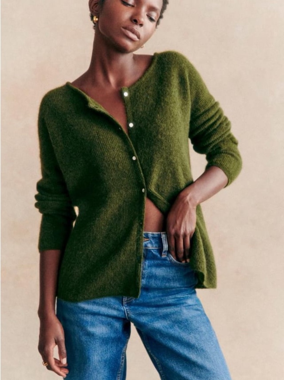 Sézane Gaspard Cardigan, Size XS, in Perfect Green - Picture 10 of 11